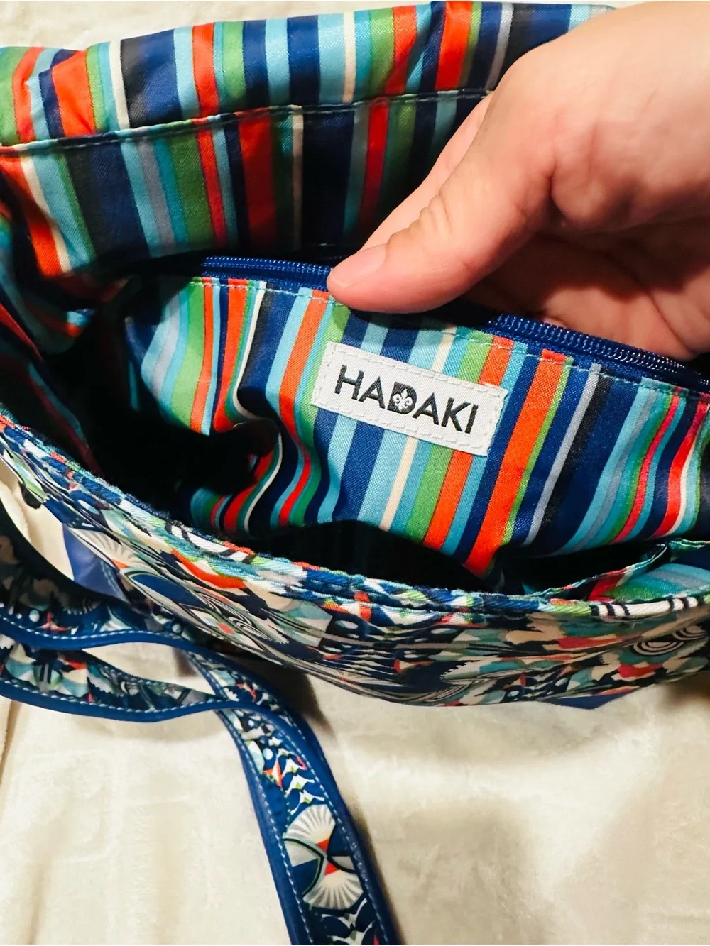 HADAKI New Orleans French Market Large Tote Bag Blue Travel Vacation Resort